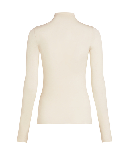 super soft rullekrave bluse med cashmere, Hvid