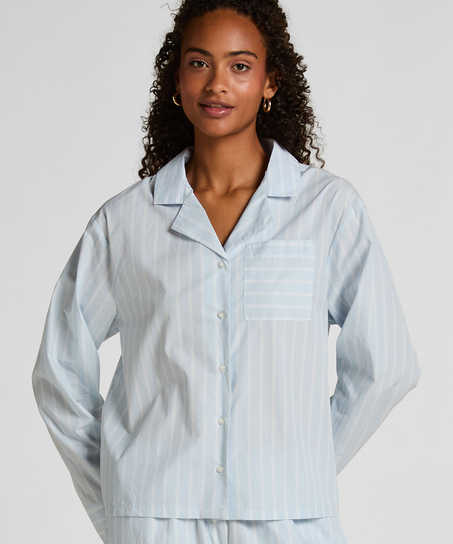 Jakke i v&aelig;vet, stribet bomuld, Bl&aring;