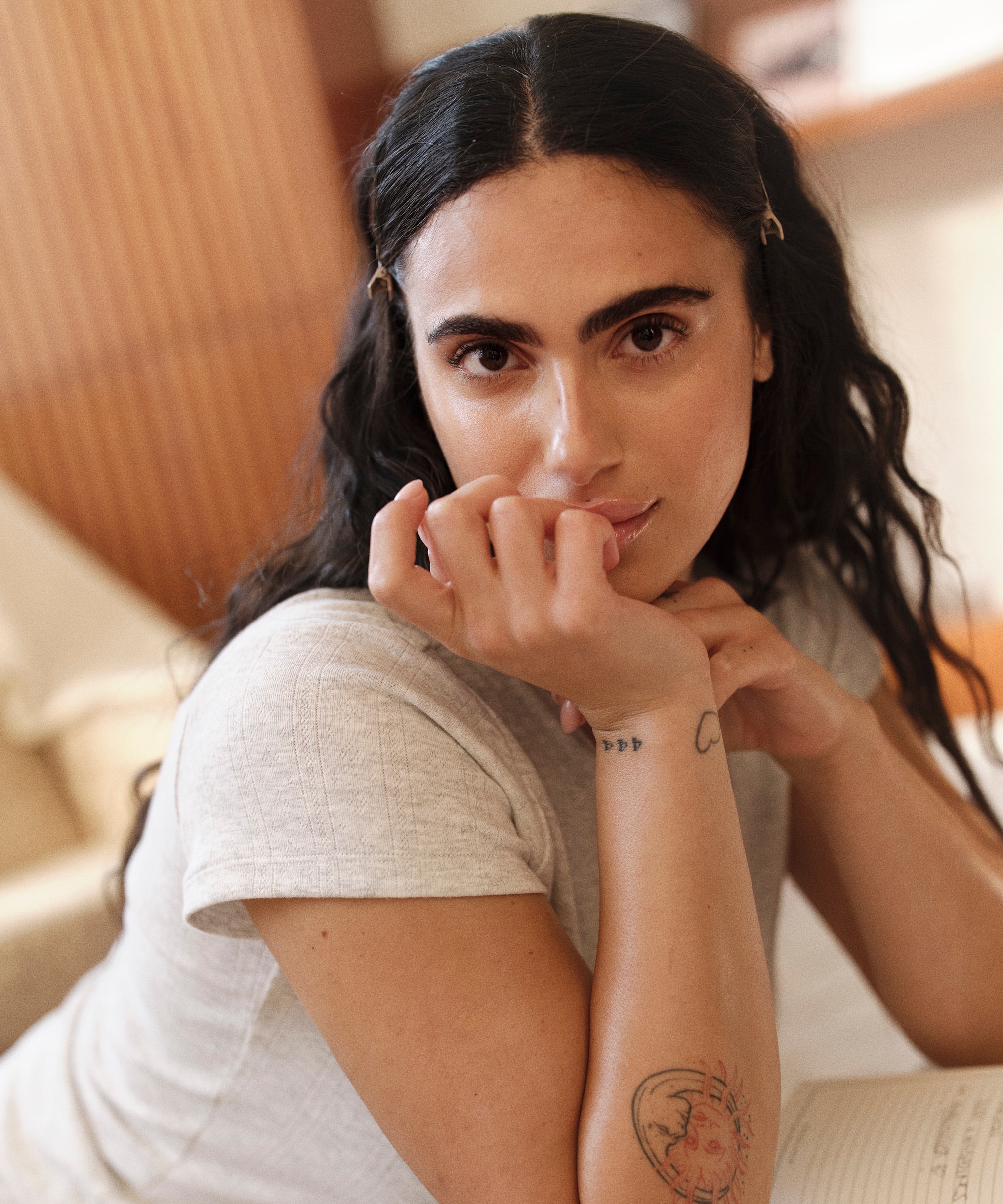 Pointelle top, Gr&aring;, main