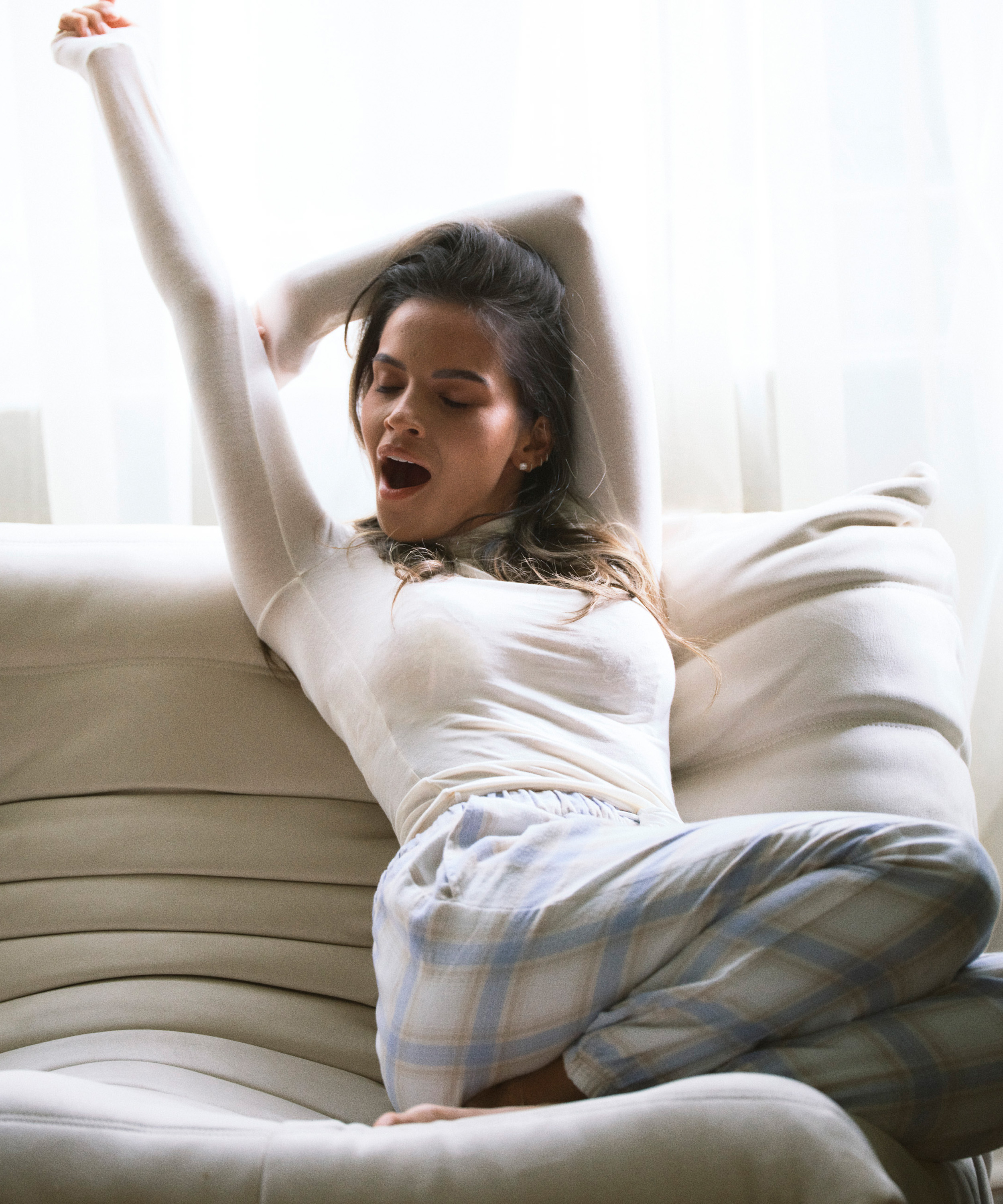 Pyjamasbukser af flonel, Bl&aring;, main