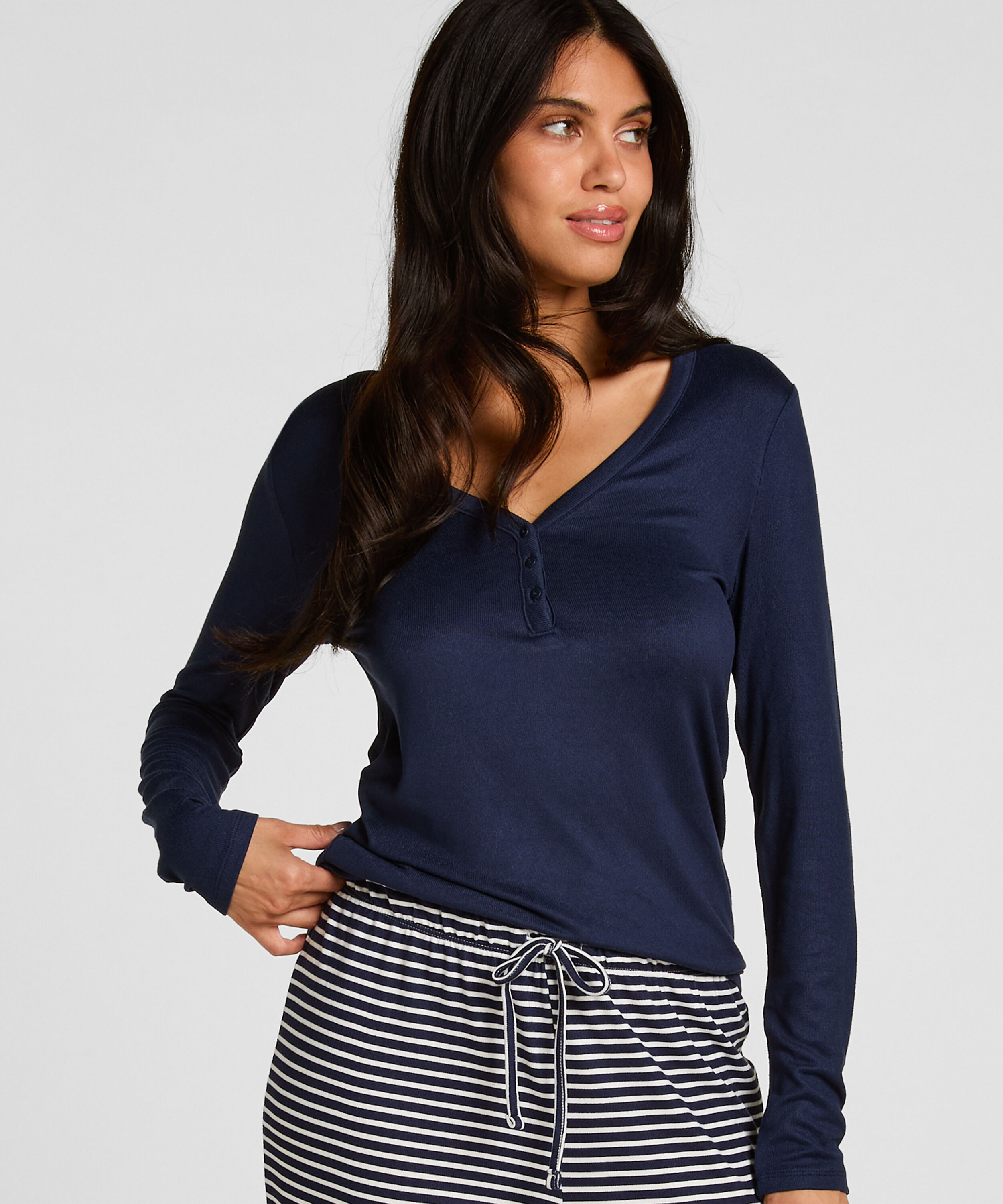Henley Pyjamas Top, Blå