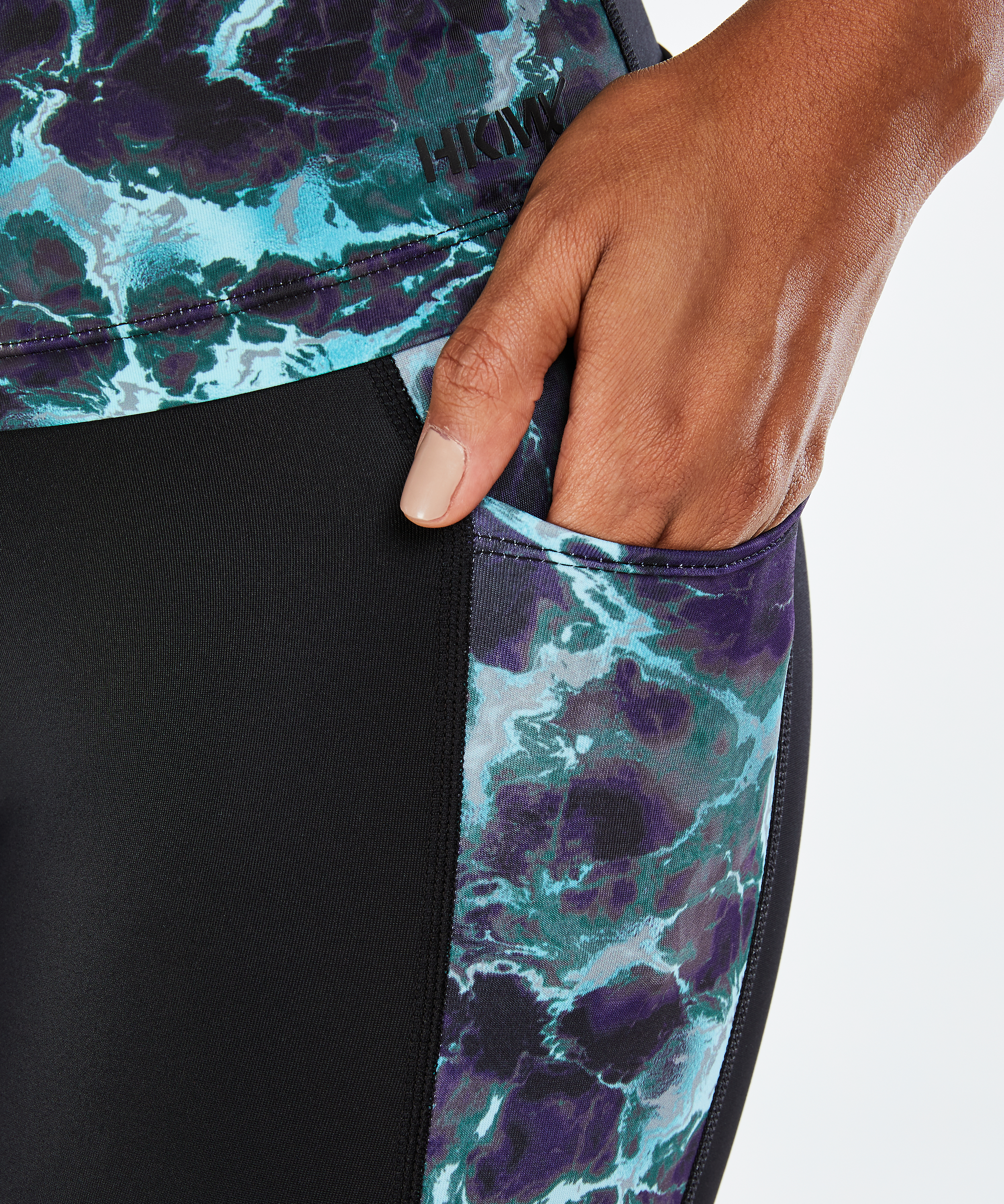 HKMX high waist sport legging marble level 3, bl&aring;, main