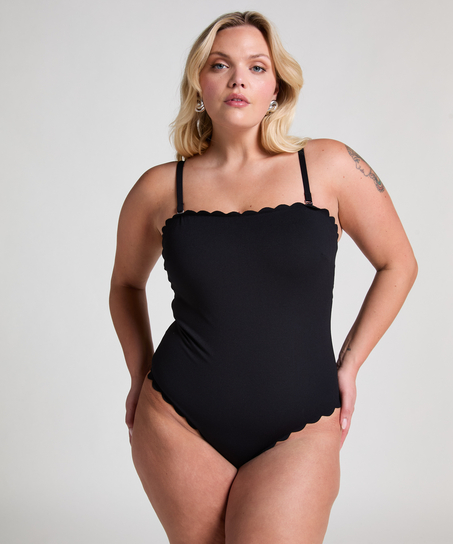 Badedragt Bandeau Scallop, sort