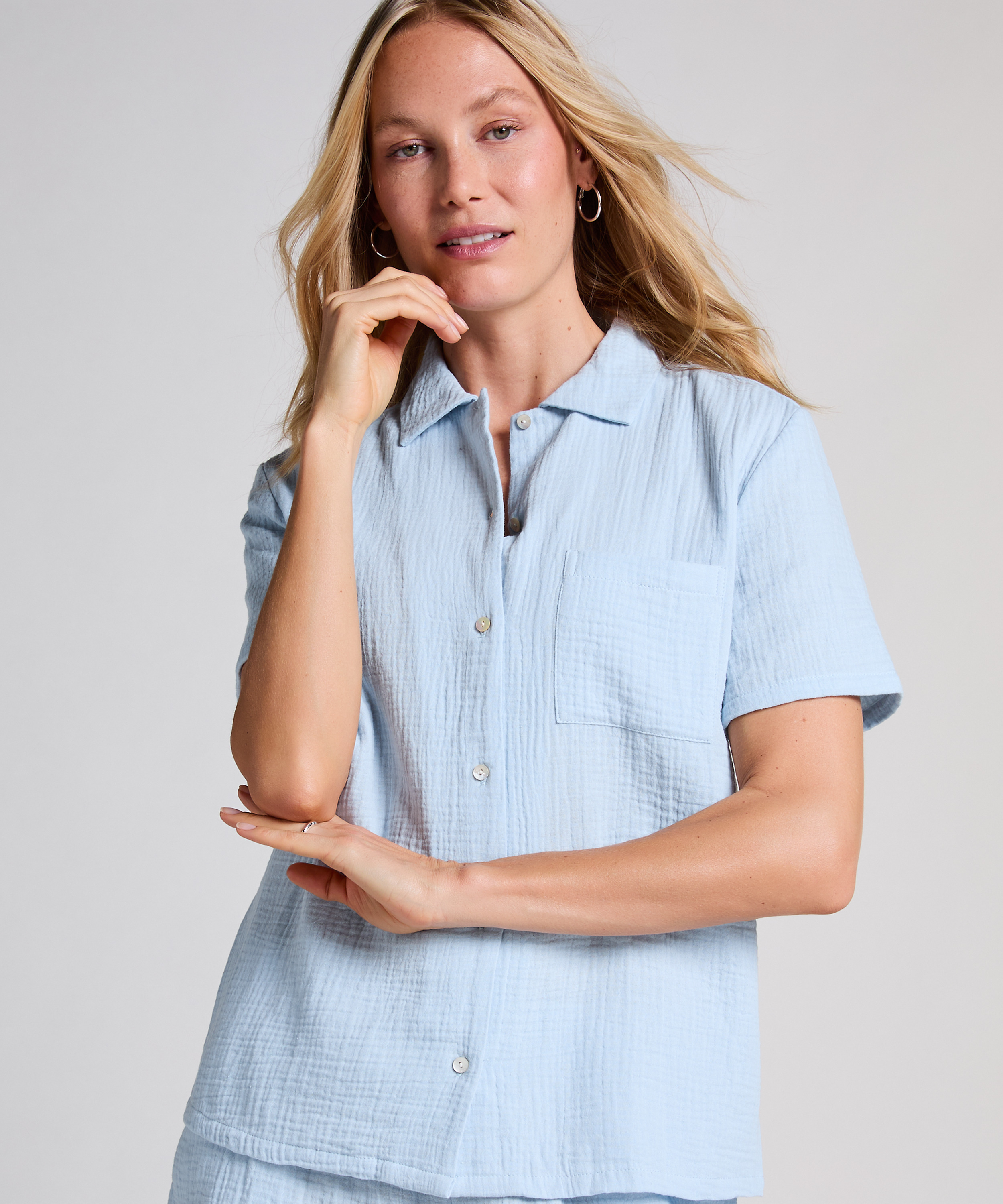 Muslin jakke, Blå, main