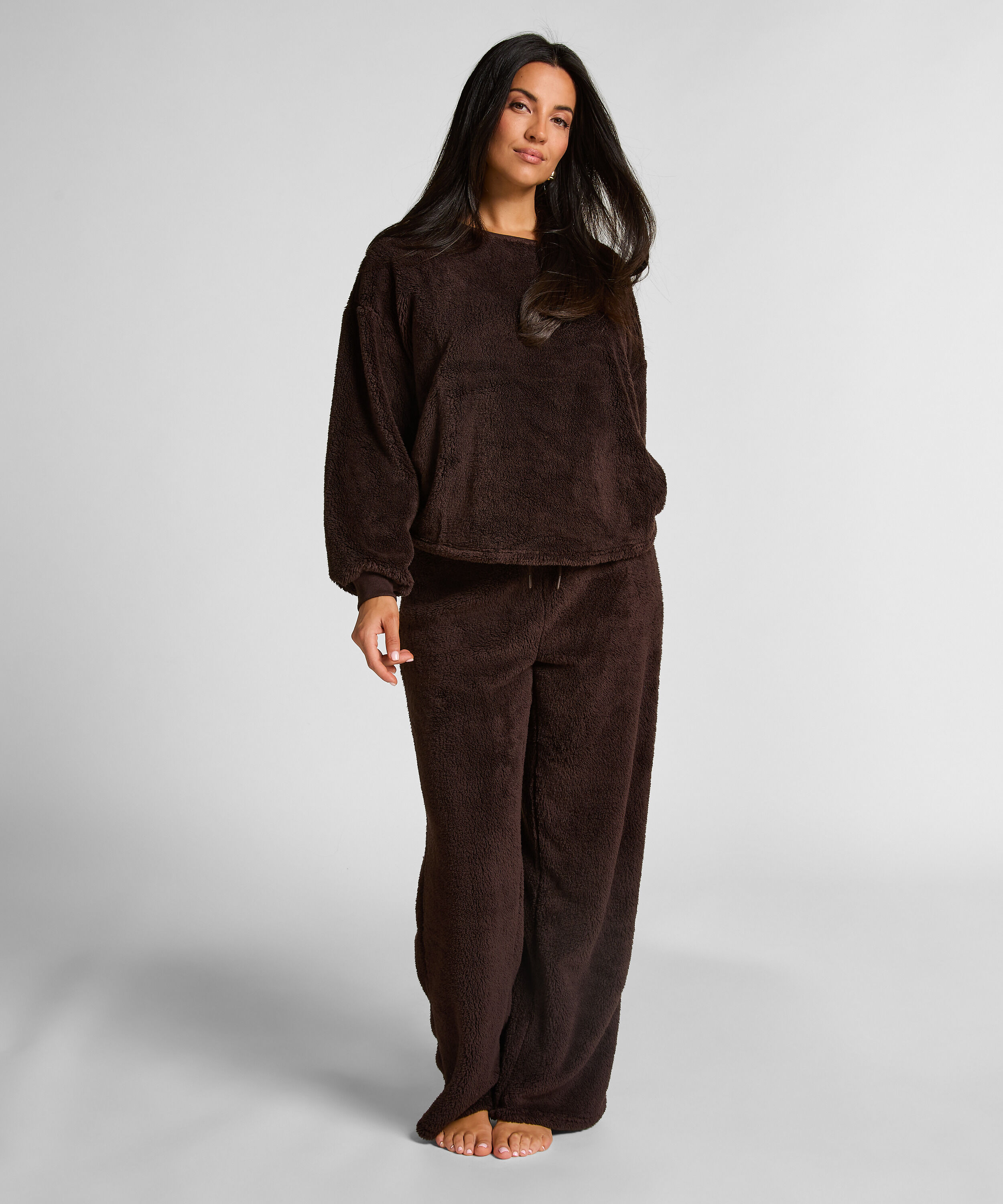 Bukser i blød fleece, Brun