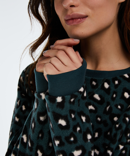 Fleece top med lange &aelig;rmer, Gr&oslash;n