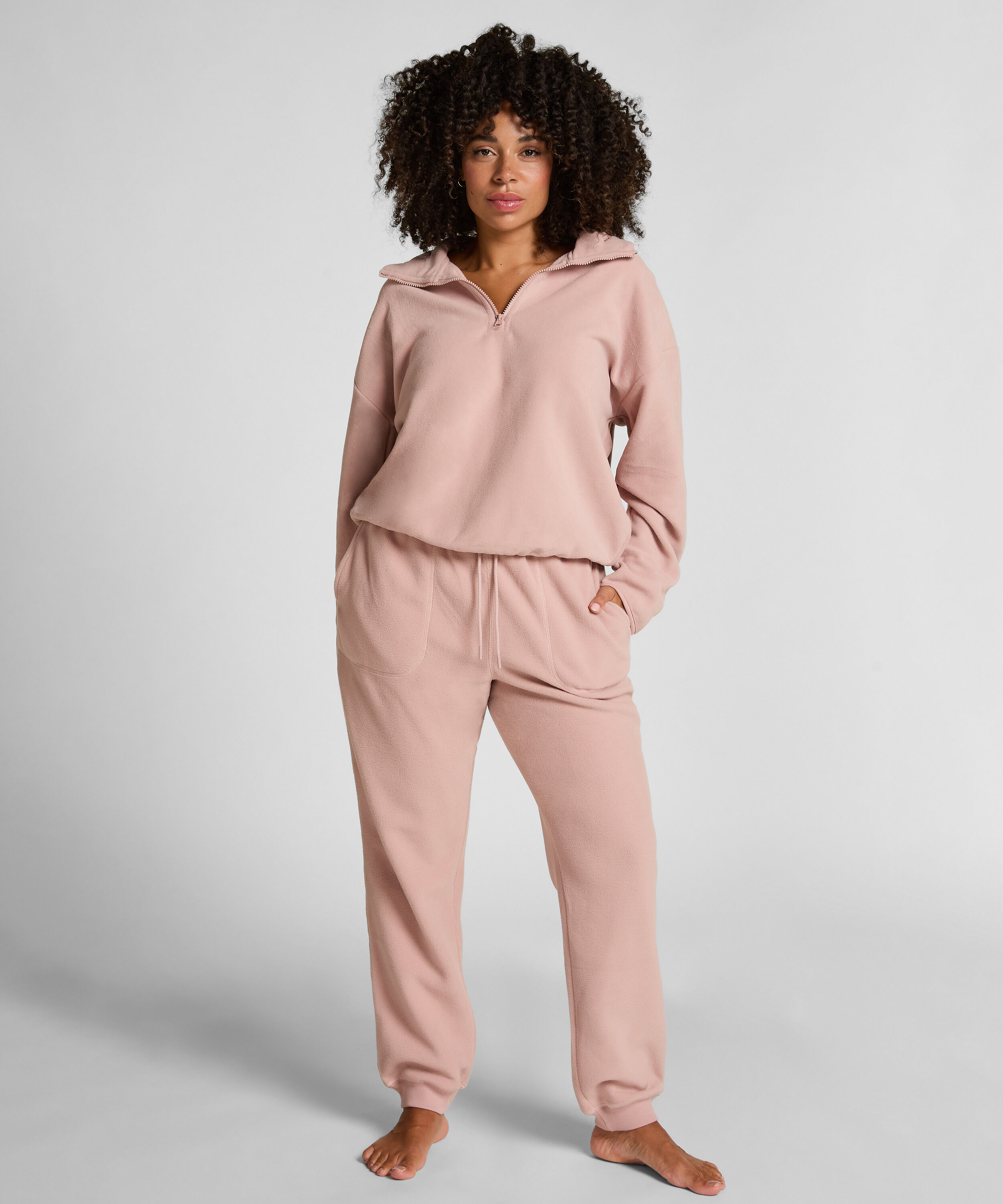 Joggingbukser sporty fleece, Lyserød