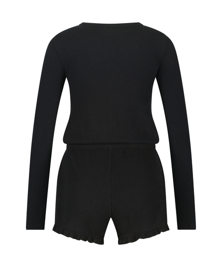 B&oslash;rstet, kort onesie, Sort
