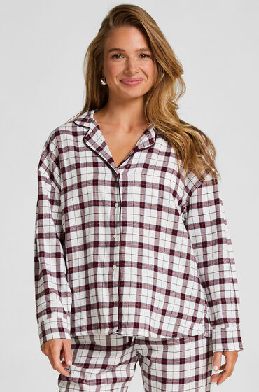 Hunkemöller Pyjamastop lange ærmer Twill hvid