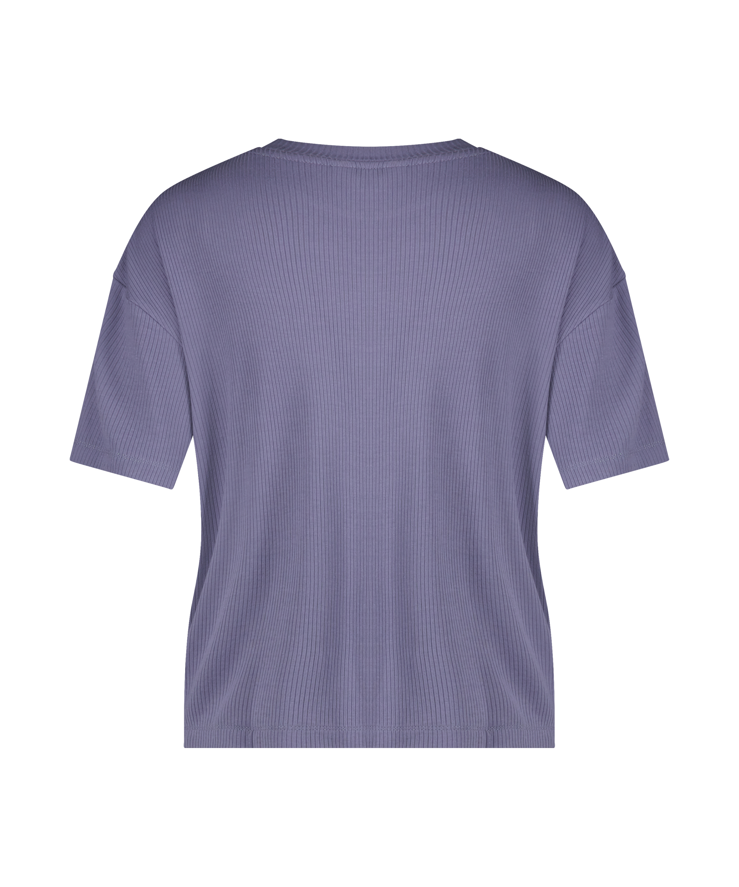 Ribstrikket kortærmet top, Lilla, main