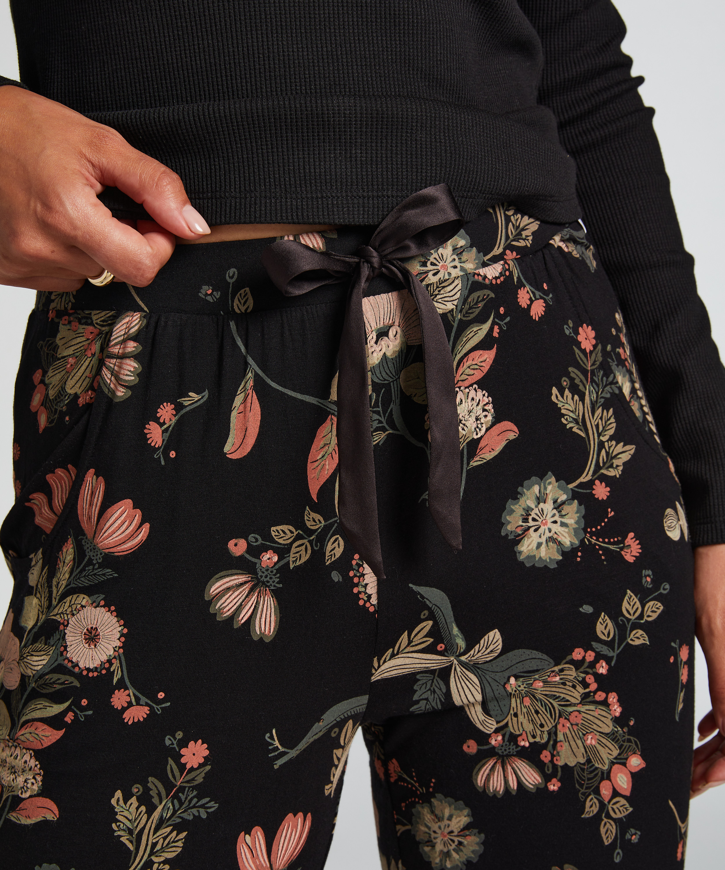 Pyjamasbukser Jersey, Sort, main