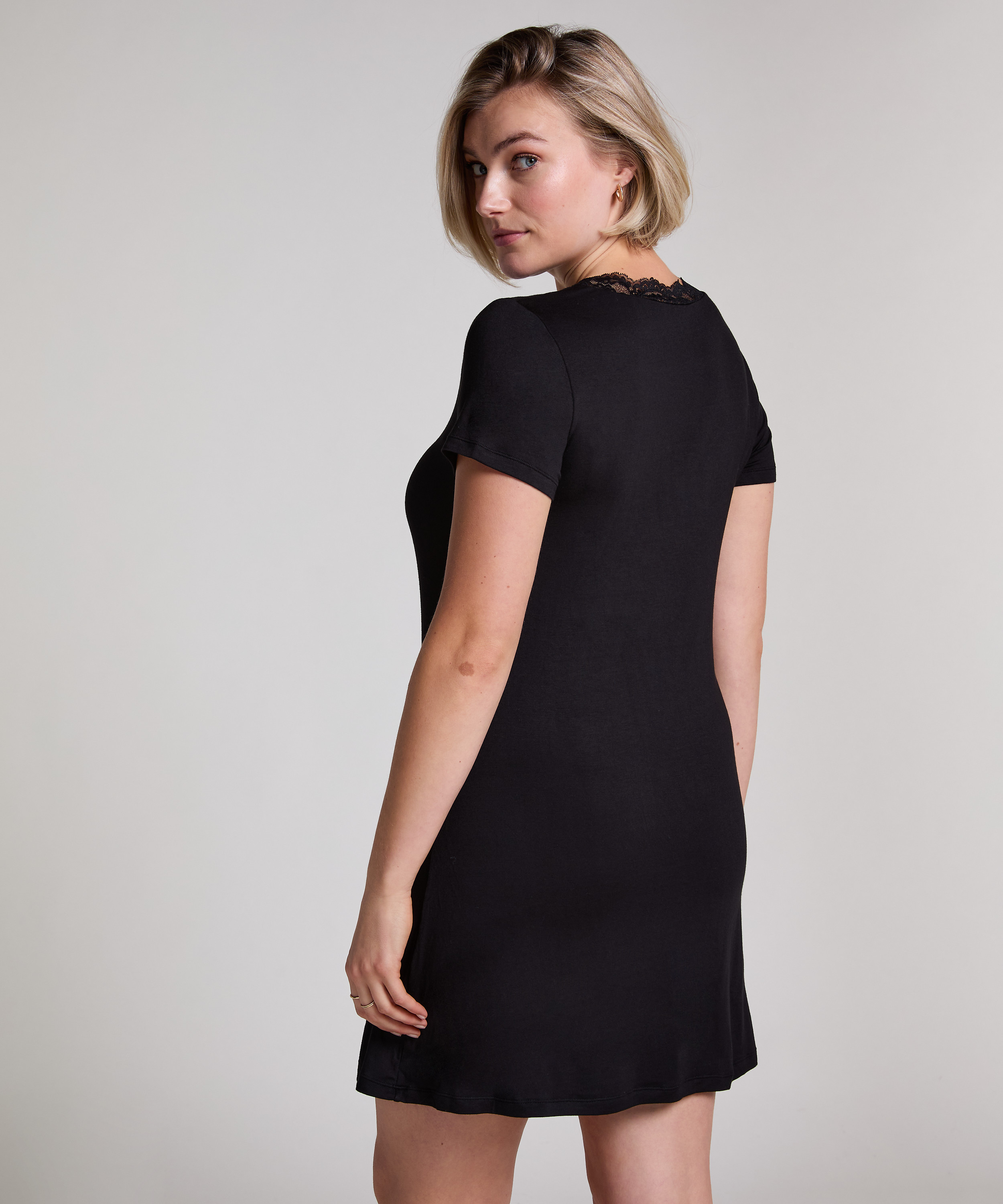 Natskjorte i jersey, sort, main