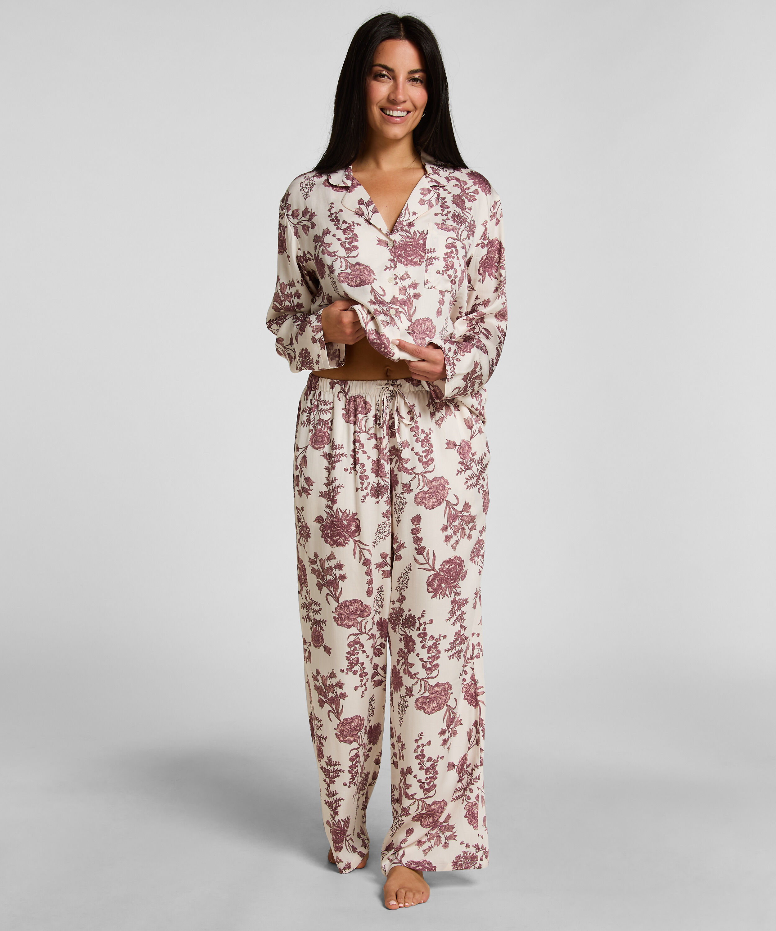 Pyjamas Bukser Woven Print, Beige