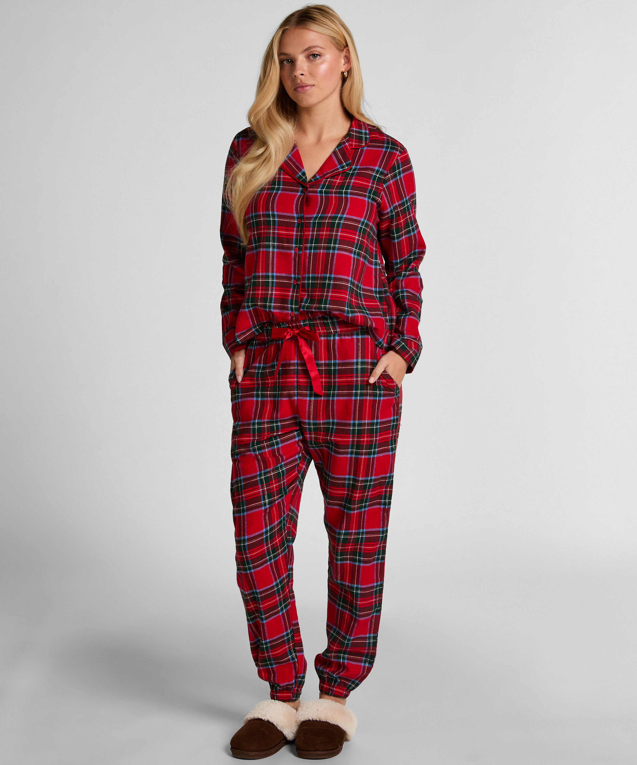 Pyjamasbukser af flonel, Rød