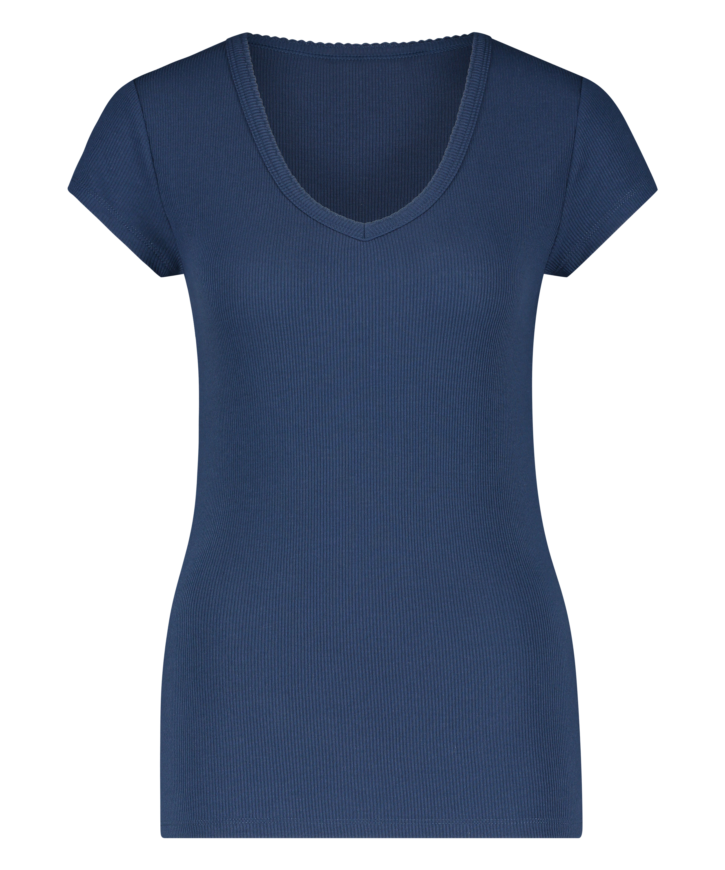 Pyjamastop korte ærmer rib, Blå, main