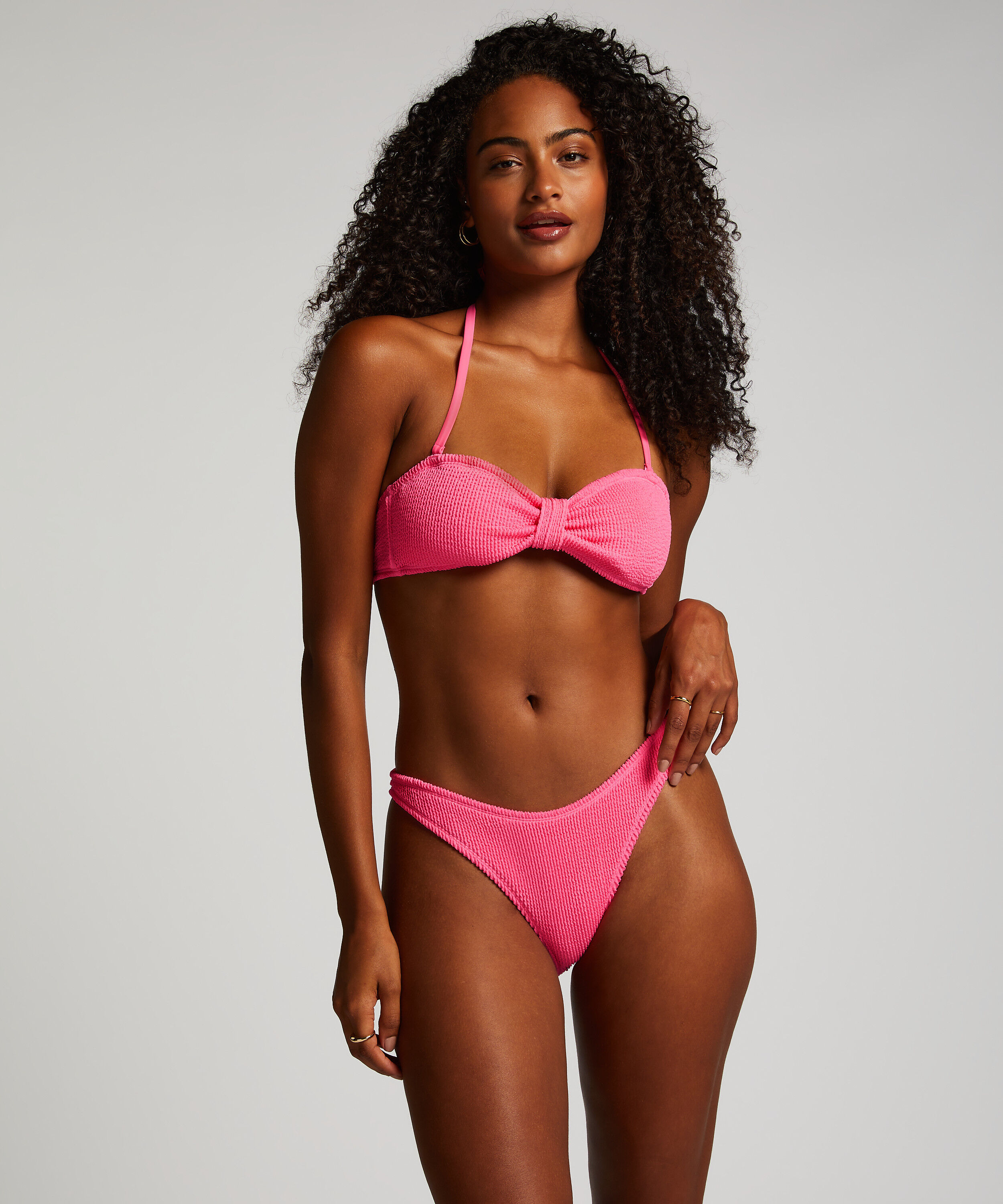 Højskåret Bikinitrusse Crinkle, Lyserød