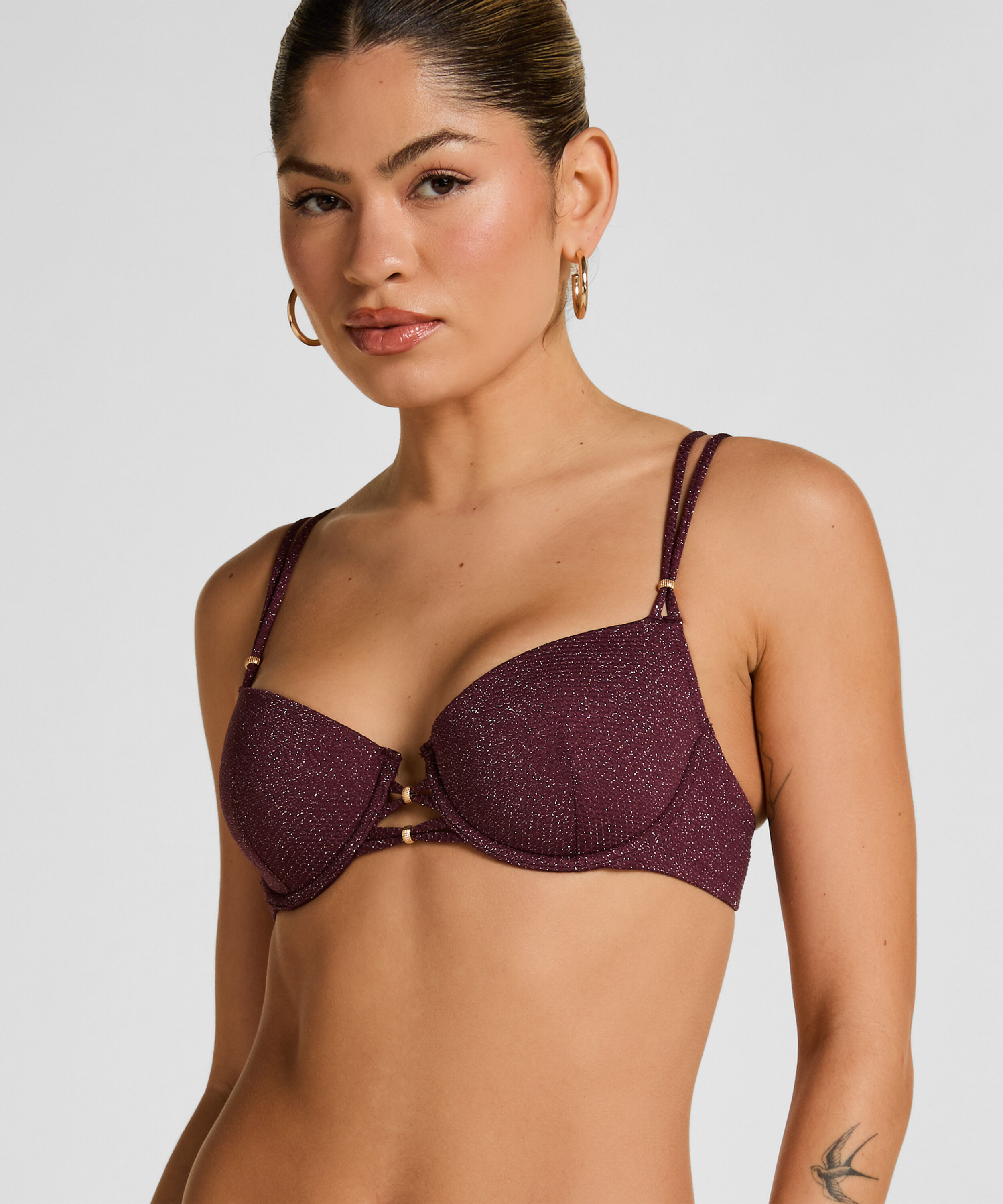 Panama Polstret Bøjle Bikini Top, Lilla Panama Polstret Bøjle Bikini Top, Lilla