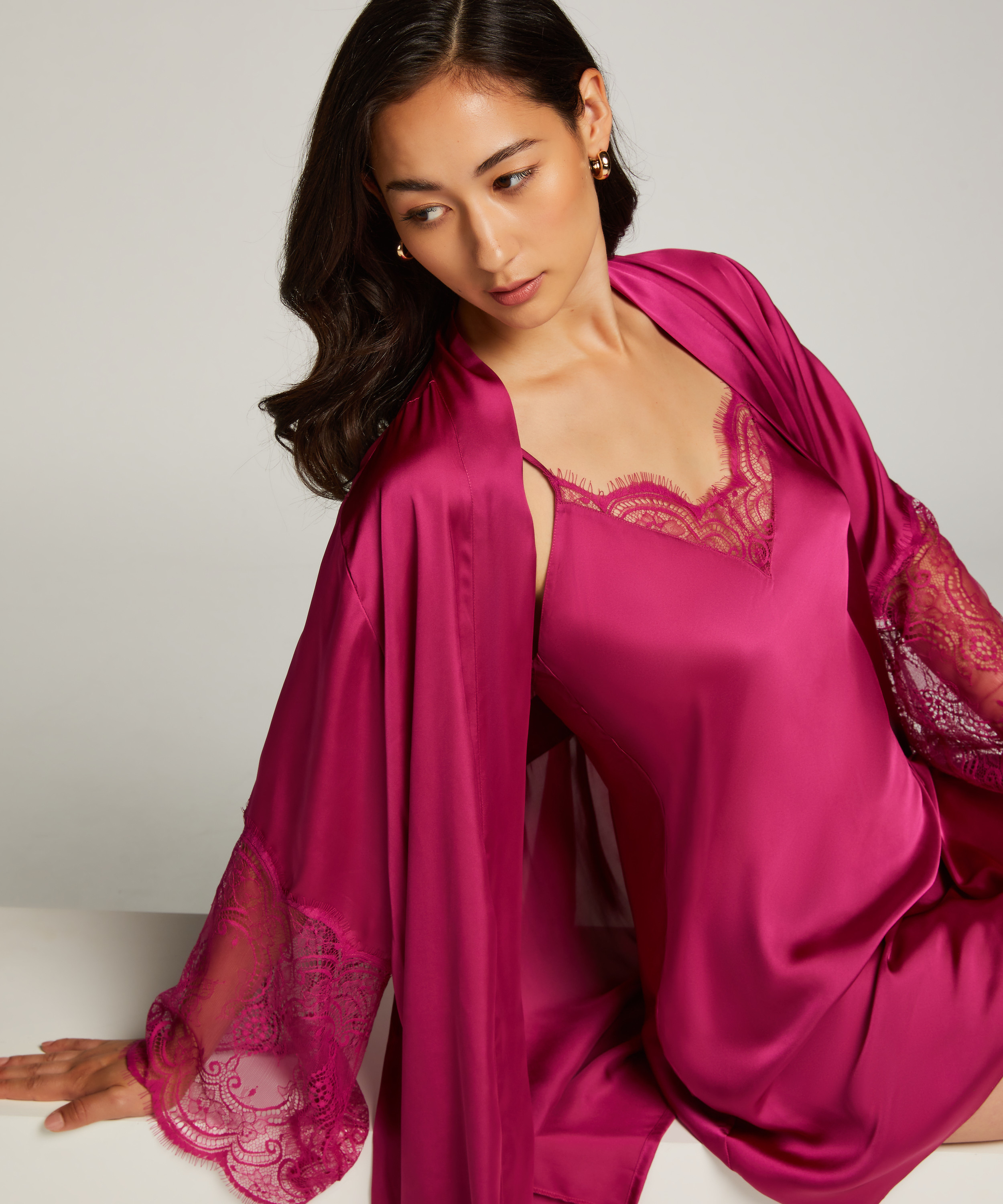 Natkjole Satin, Lyserød, main