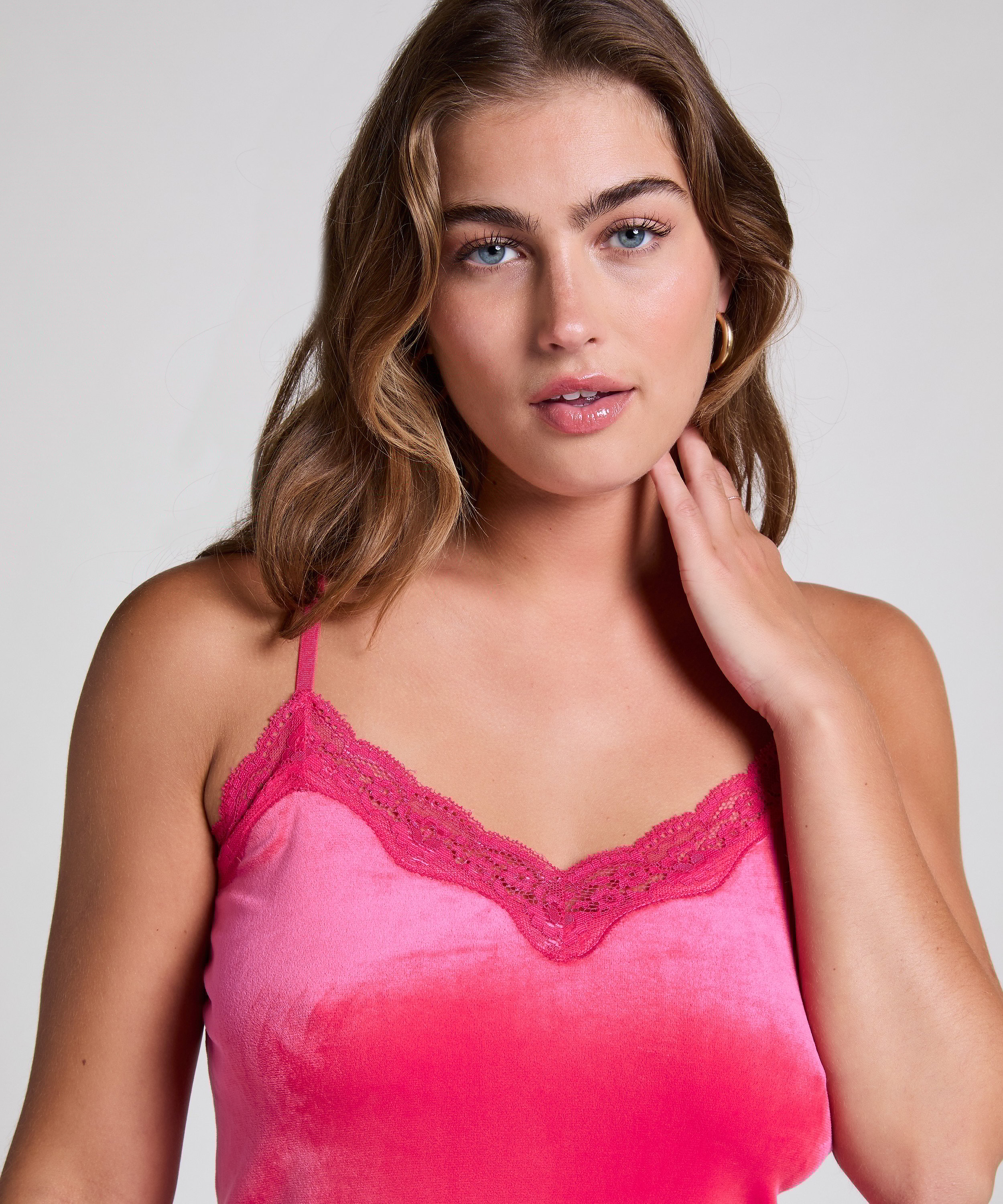 Cami top Velours Lace, Lyserød, main