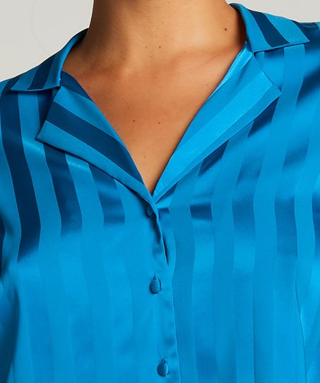 Langærmet satinjakke, Blå