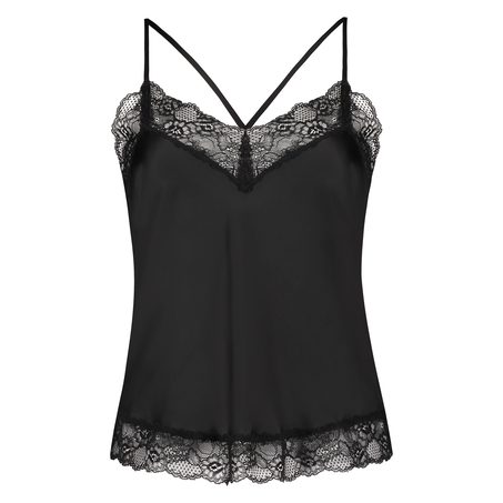 Camitop Satin Lace, Sort