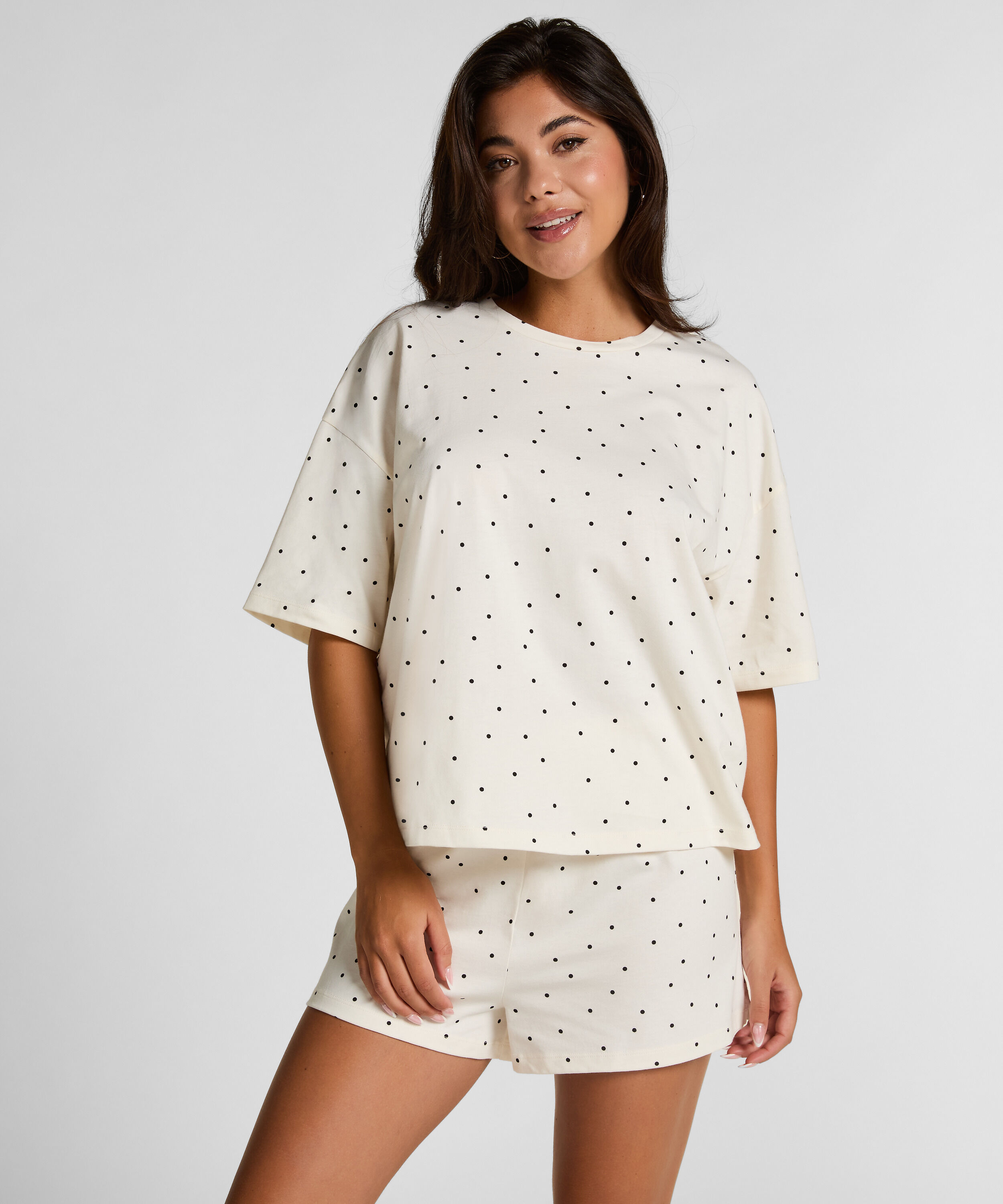 Pyjama Set Cotton Jersey Short, Hvid