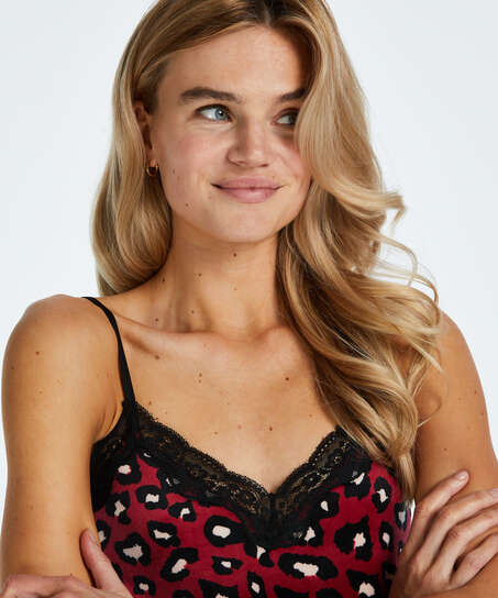 Cami Velour Lace, r&oslash;d