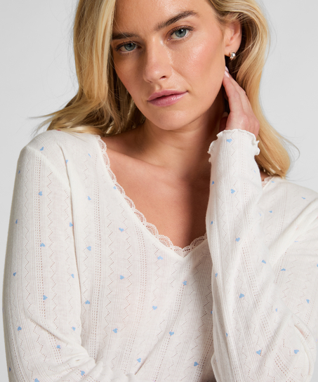 Pyjamastop Pointelle, Blå