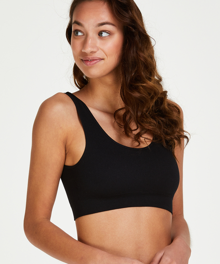 Sømløs bralette, Sort