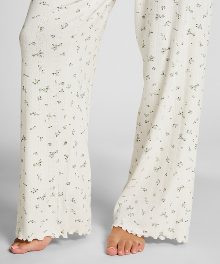 Pyjama Pant Loose Pointelle, Hvid
