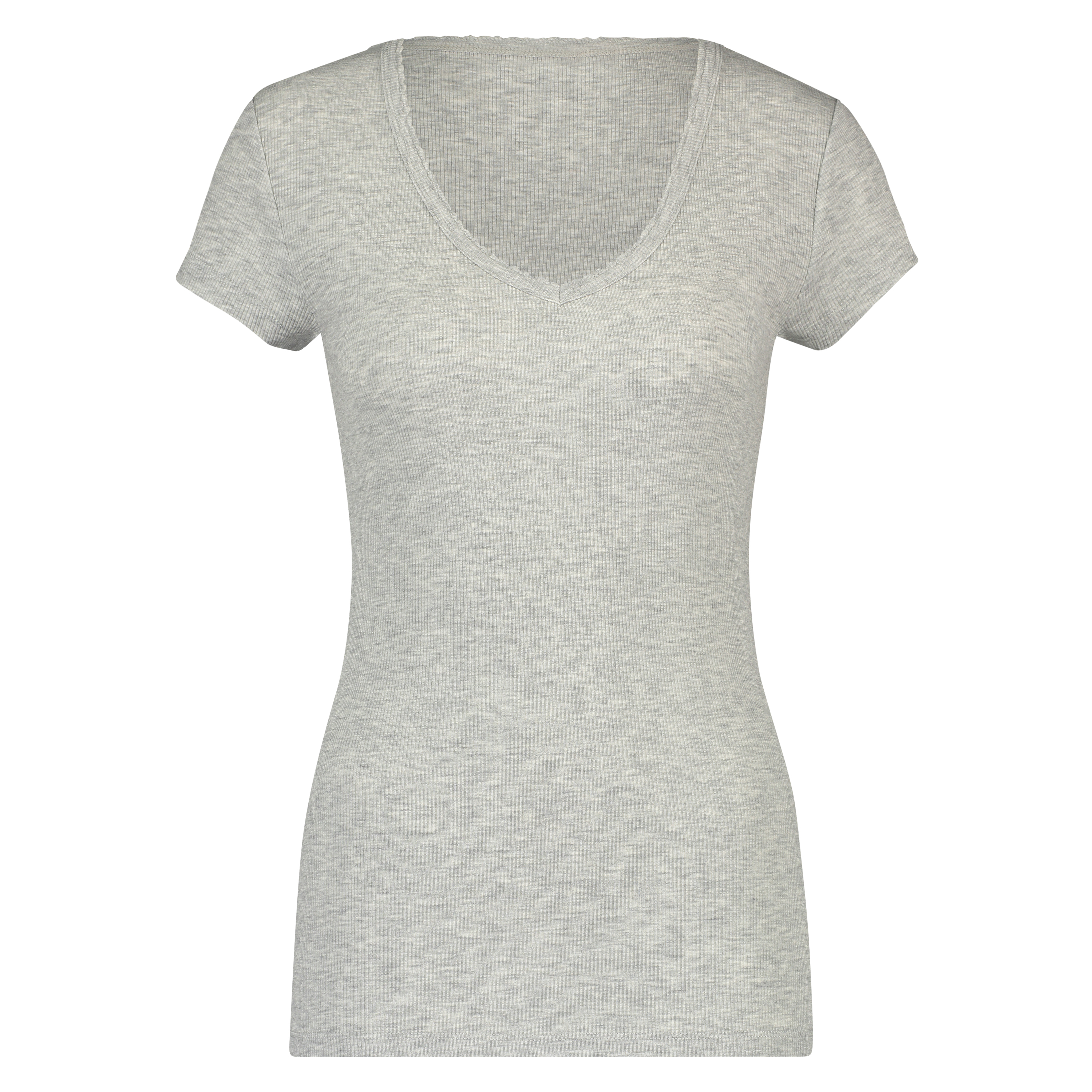 Pyjamastop korte ærmer rib, Grå, main