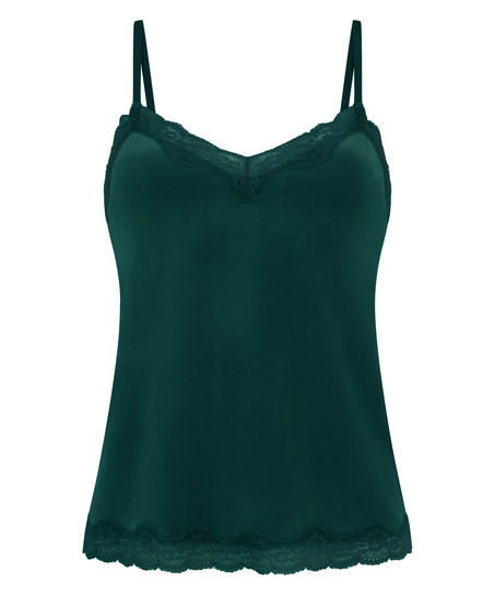 Cami top Velours Lace, Gr&oslash;n