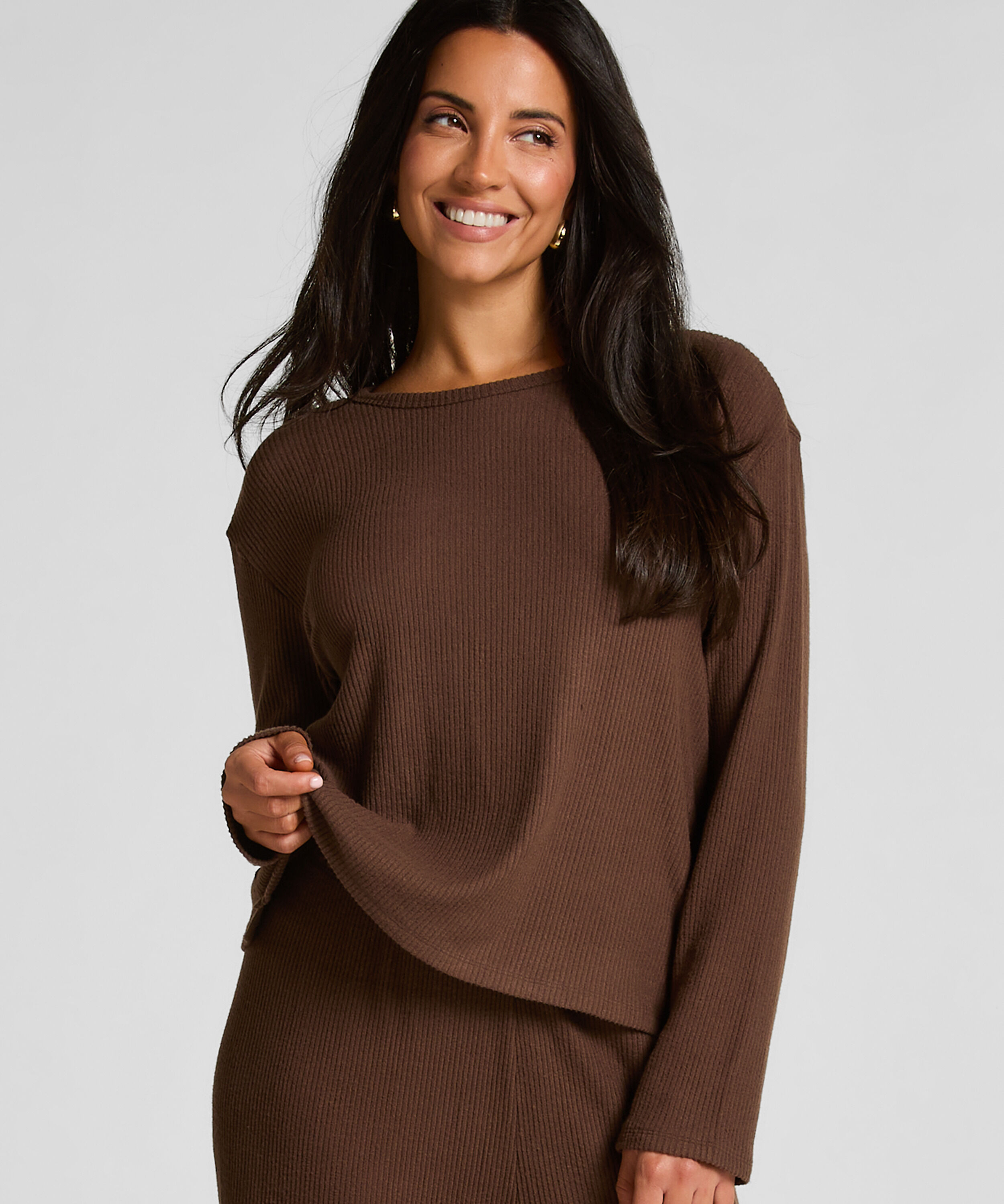 Pyjamastop Jersey, Brun