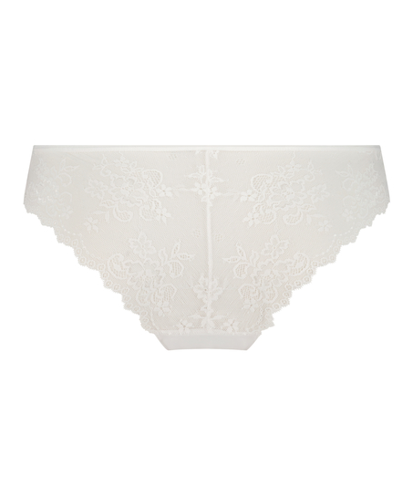 Usynlig brasiliansk trusse Lace Back, Hvid