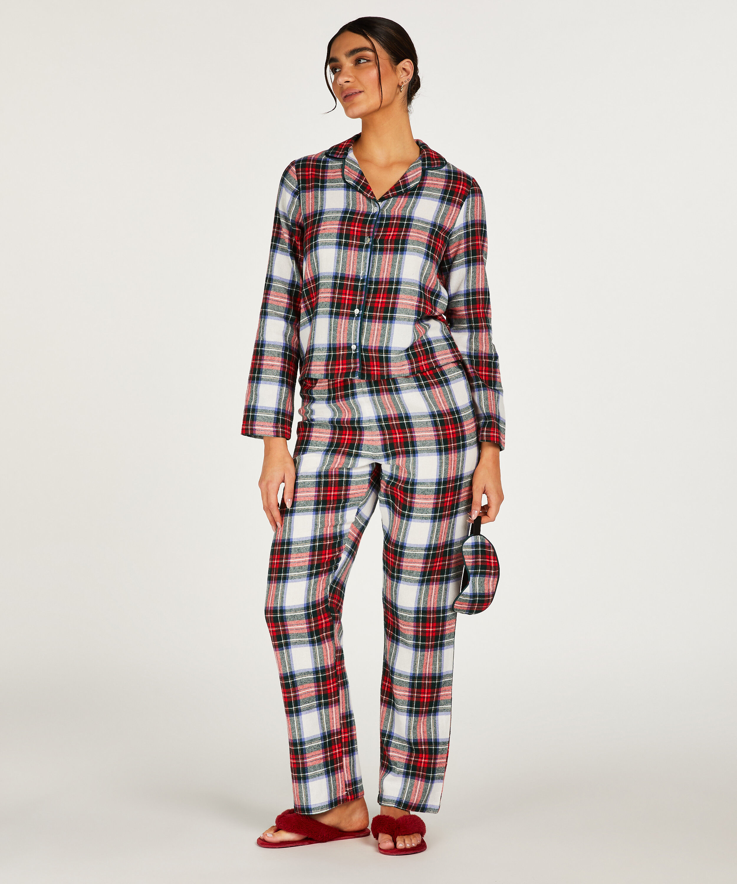 Pyjamas sæt Check Twill, Hvid