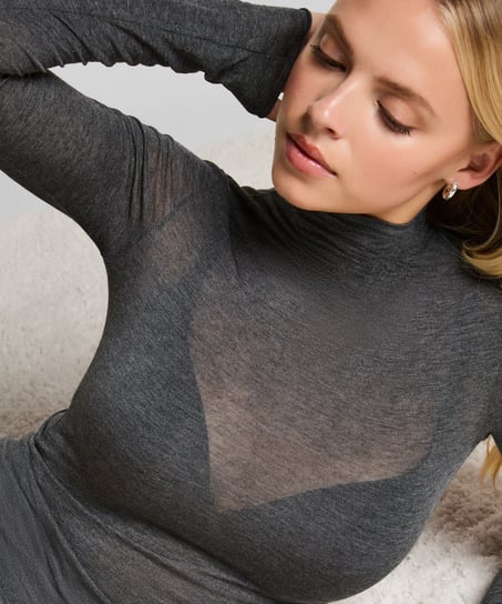 super soft rullekrave bluse med cashmere, Gr&aring;
