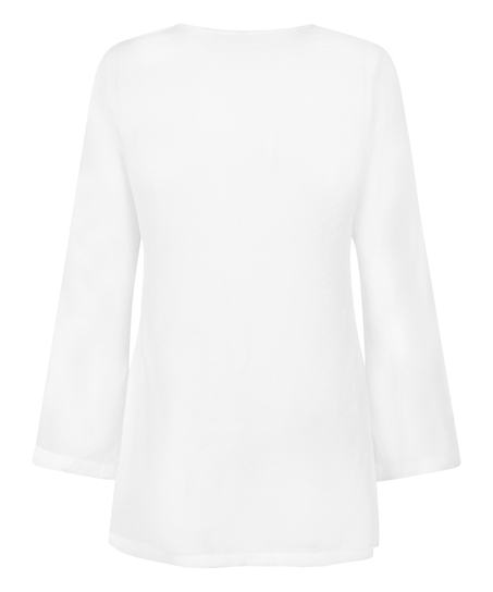 Langærmet kjole med ringe til stranden, hvid