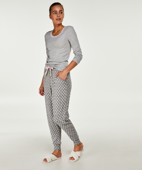 LS ribtop R-neck, Grå