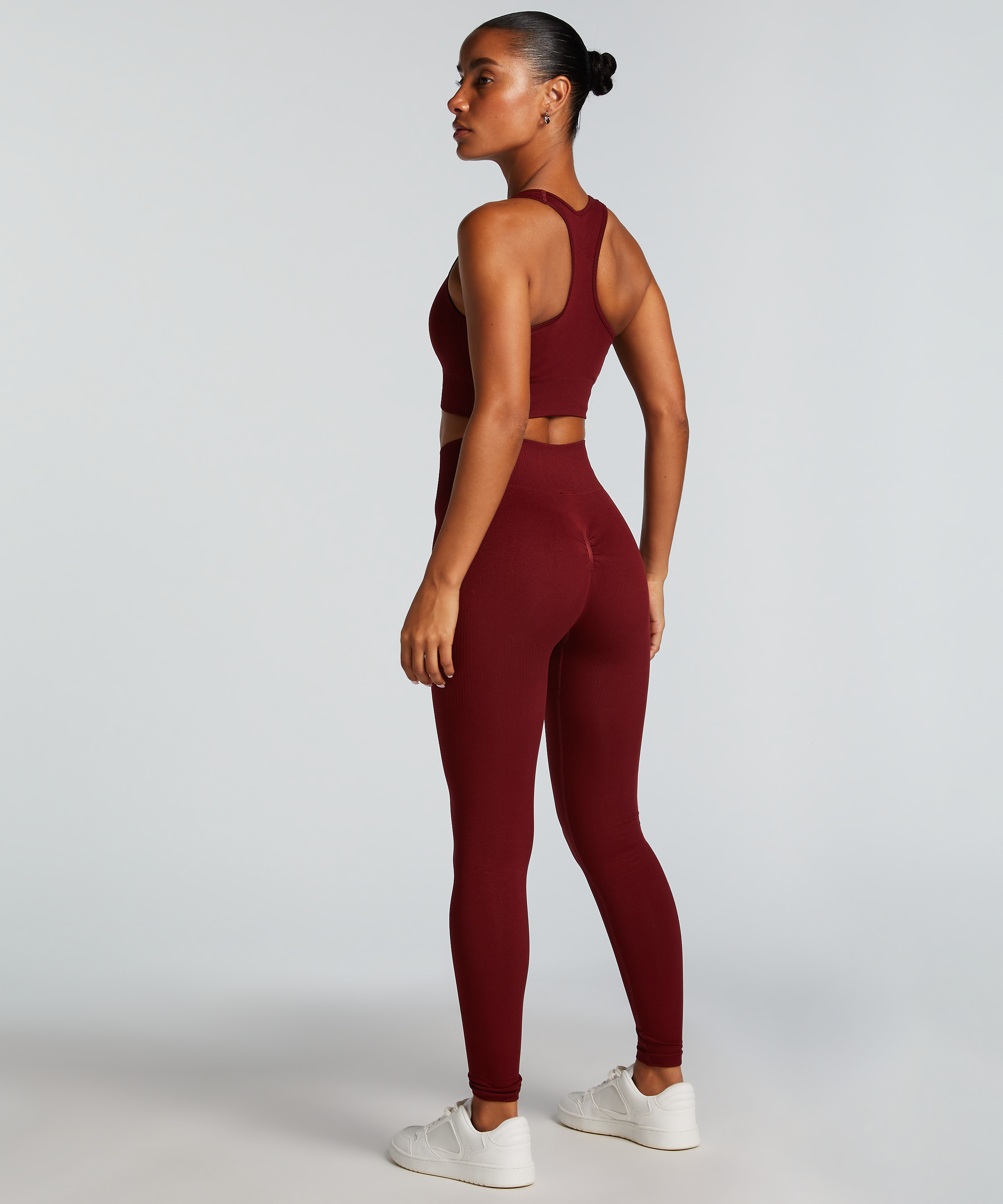 HKMX High waisted sømløse sportsleggings, Rød, main