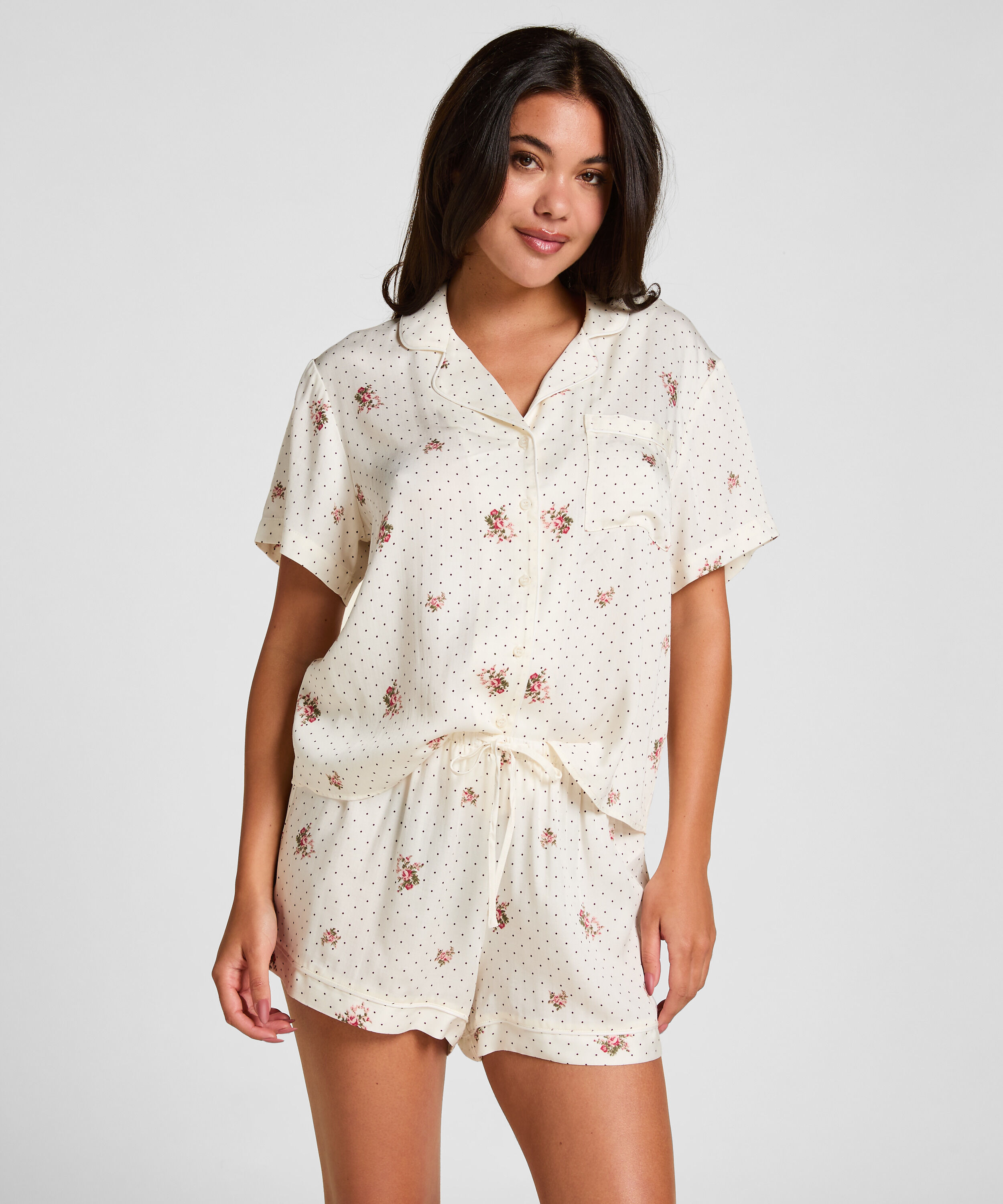 Pyjama Short Satin, Hvid