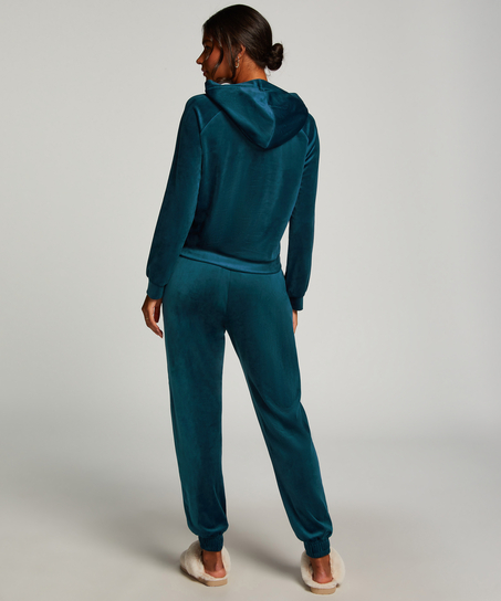 Velourjoggingbukser Pintuck, Blå