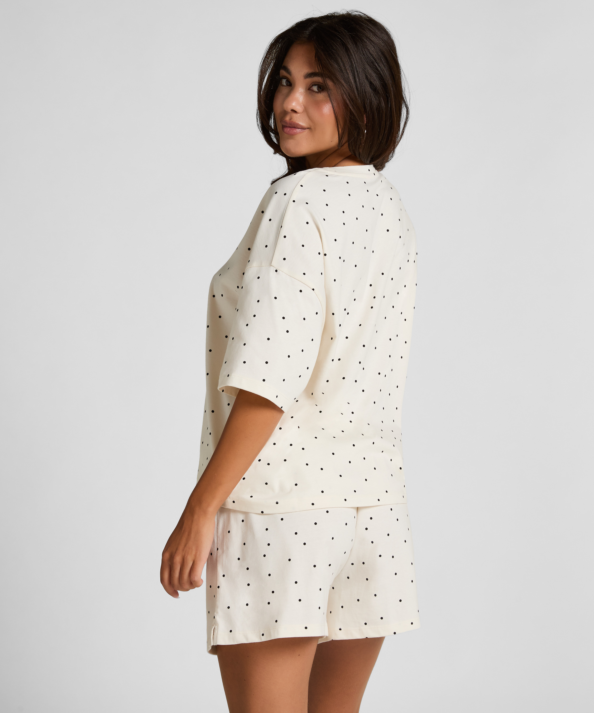 Pyjama Set Cotton Jersey Short, Hvid, main