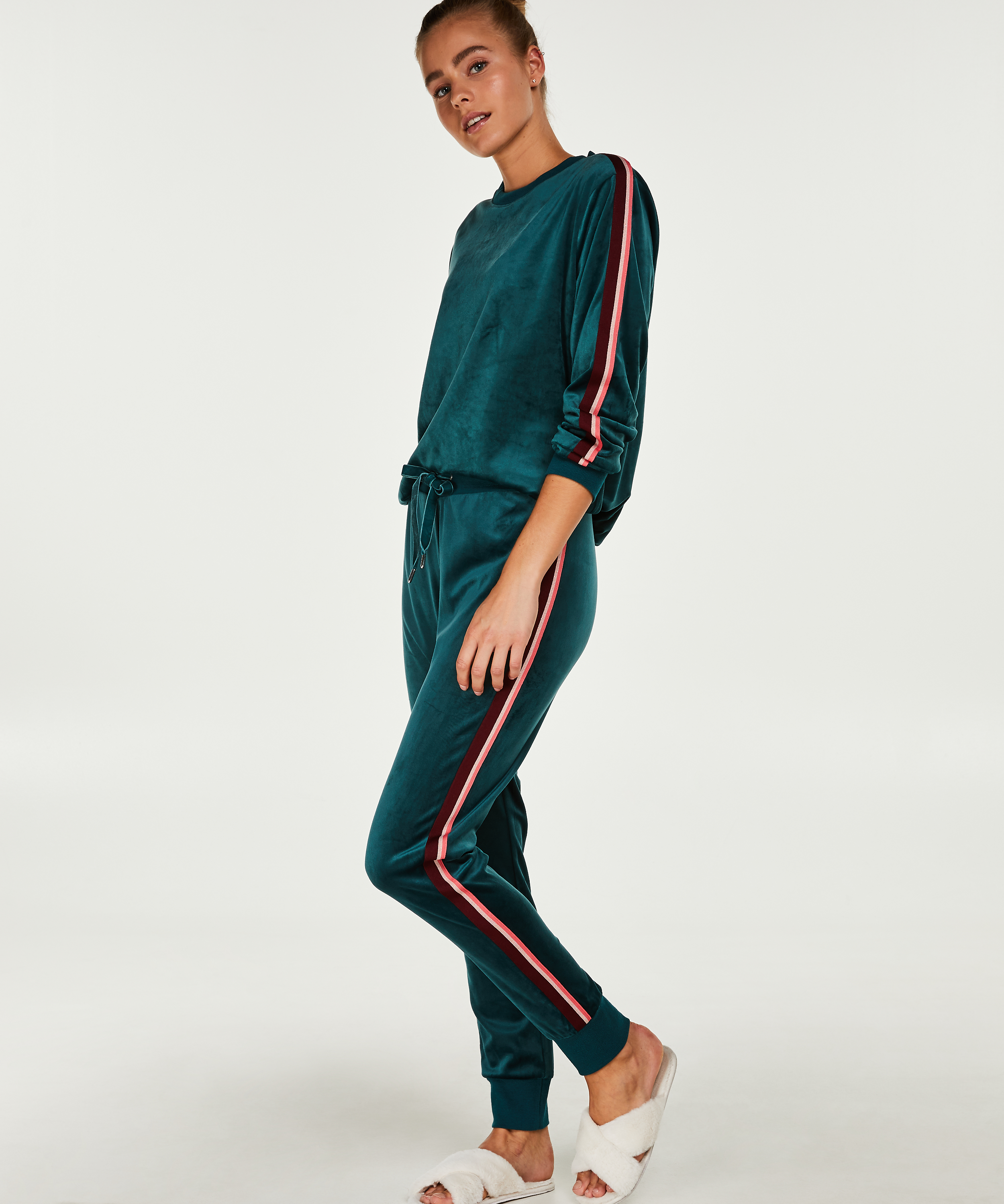 Velours Stripe top, Grøn, main