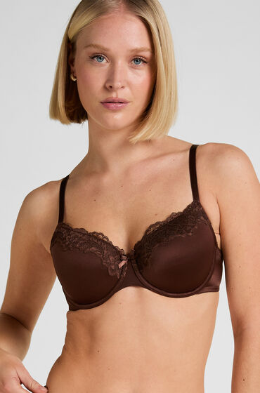 Hunkemöller Formstøbt bøjle-bh Lace & Shine Brun