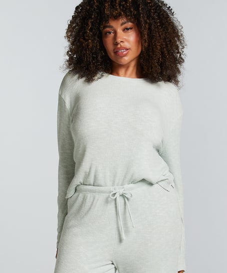 Lang&aelig;rmet pyjamastop, Gr&oslash;n