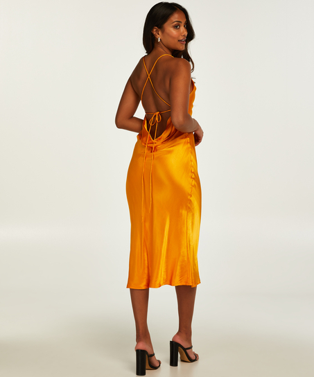 Kjole midi satin, Orange