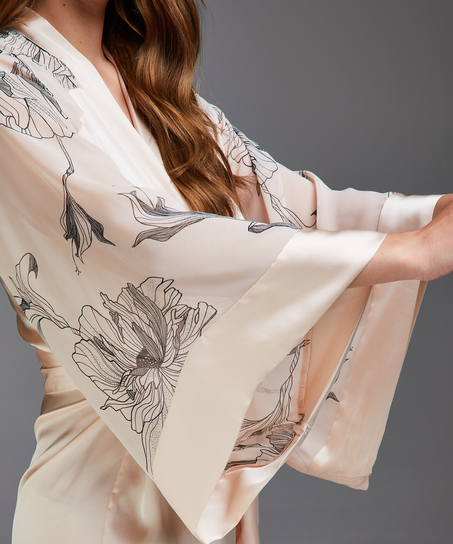 Kimono satin Lotus, Lyserød