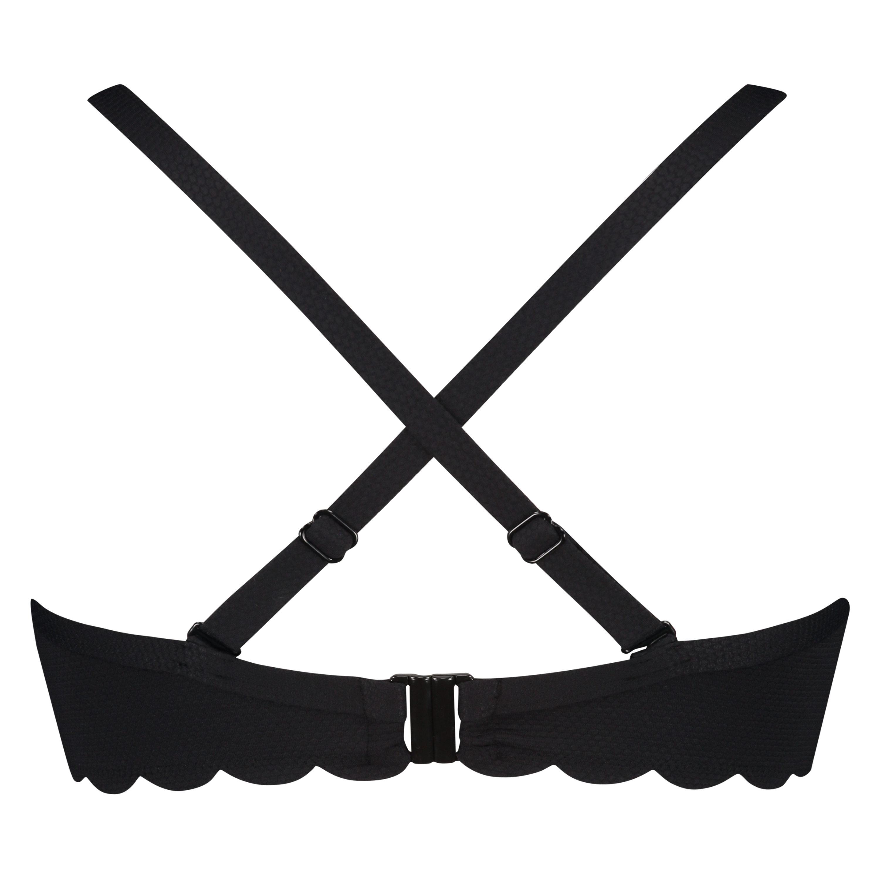 Formstøbt bøjle-bikinitop Scallop Størrelse E +, Sort, main