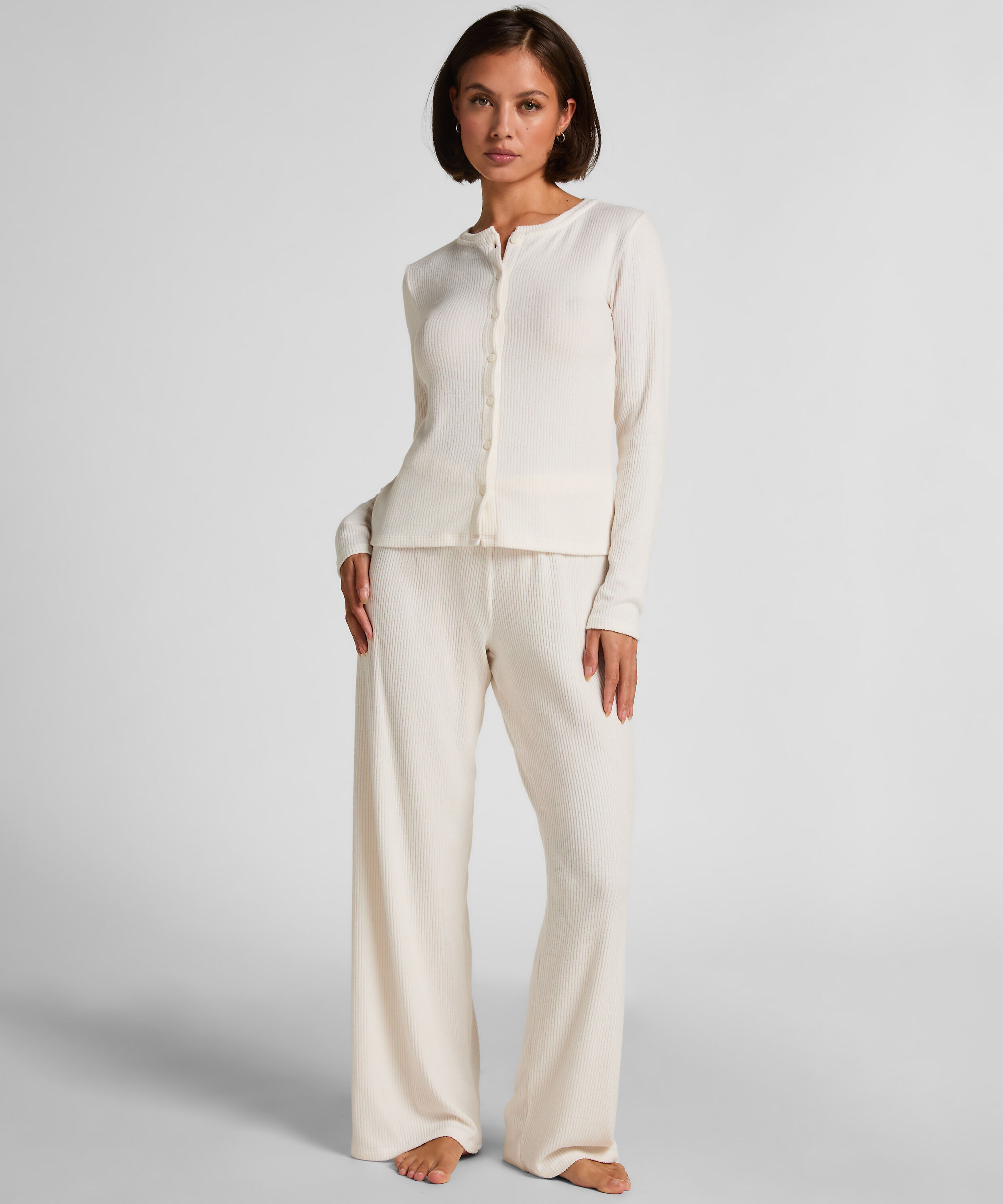 Ribstrikket Cardigan i Jersey