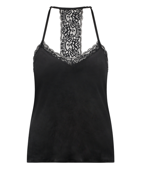 Velours Lace cami, Sort